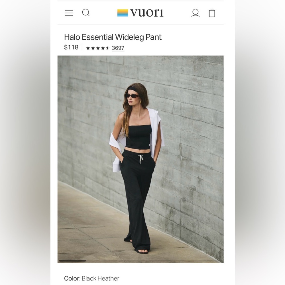 Vuori Black Wide-Leg Track Pants